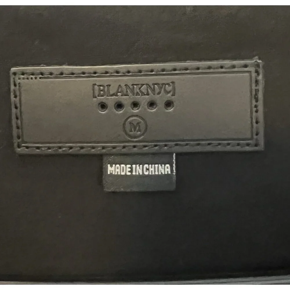 BLANKNYC Women Jacket Denim Psychopath Ponte Moto Size Medium Black Gold Stretch - Picture 5 of 12